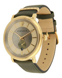 Buy Shop Versace V-Circle Manifesto Gold Dial Black Leather Strap Watch for Men - VBQ030017 USA Online