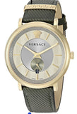 Buy Shop Versace V-Circle Manifesto Gold Dial Black Leather Strap Watch for Men - VBQ030017 USA Online