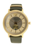 Buy Shop Versace V-Circle Manifesto Gold Dial Black Leather Strap Watch for Men - VBQ030017 USA Online