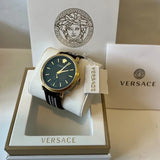 Buy Shop Versace V-Circle Quartz Black Dial Brown Leather Strap Watch for Men - VEBQ01619 USA Online