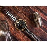 Buy Shop Versace V-Circle Quartz Black Dial Brown Leather Strap Watch for Men - VEBQ01619 USA Online