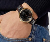 Buy Shop Versace V-Circle Quartz Black Dial Brown Leather Strap Watch for Men - VEBQ01619 USA Online