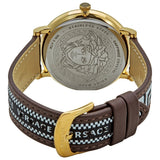 Buy Shop Versace V-Circle Quartz Black Dial Brown Leather Strap Watch for Men - VEBQ01619 USA Online