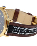 Buy Shop Versace V-Circle Quartz Black Dial Brown Leather Strap Watch for Men - VEBQ01619 USA Online