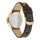 Buy Shop Versace V-Circle Quartz Black Dial Brown Leather Strap Watch for Men - VEBQ01619 USA Online