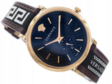 Buy Shop Versace V-Circle Quartz Black Dial Brown Leather Strap Watch for Men - VEBQ01619 USA Online