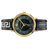 Buy Shop Versace V-Circle Quartz Black Dial Brown Leather Strap Watch for Men - VEBQ01619 USA Online