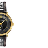 Buy Shop Versace V-Circle Quartz Black Dial Brown Leather Strap Watch for Men - VEBQ01619 USA Online