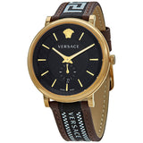 Buy Shop Versace V-Circle Quartz Black Dial Brown Leather Strap Watch for Men - VEBQ01619 USA Online