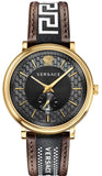 Buy Shop Versace V-Circle Quartz Black Dial Brown Leather Strap Watch for Men - VEBQ01619 USA Online