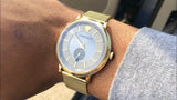 Buy Shop Versace V Circle Quartz Gold Dial Gold Mesh Bracelet Watch For Men - VBQ070017 USA Online