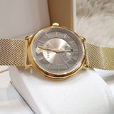 Buy Shop Versace V Circle Quartz Gold Dial Gold Mesh Bracelet Watch For Men - VBQ070017 USA Online