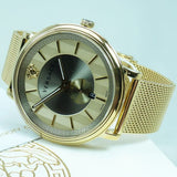 Buy Shop Versace V Circle Quartz Gold Dial Gold Mesh Bracelet Watch For Men - VBQ070017 USA Online