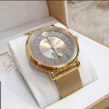 Buy Shop Versace V Circle Quartz Gold Dial Gold Mesh Bracelet Watch For Men - VBQ070017 USA Online