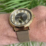 Buy Shop Versace V Circle Quartz Gold Dial Gold Mesh Bracelet Watch For Men - VBQ070017 USA Online