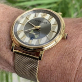 Buy Shop Versace V Circle Quartz Gold Dial Gold Mesh Bracelet Watch For Men - VBQ070017 USA Online