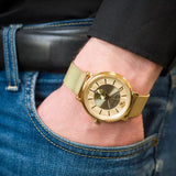 Buy Shop Versace V Circle Quartz Gold Dial Gold Mesh Bracelet Watch For Men - VBQ070017 USA Online