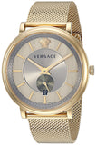 Buy Shop Versace V Circle Quartz Gold Dial Gold Mesh Bracelet Watch For Men - VBQ070017 USA Online