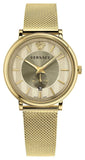 Buy Shop Versace V Circle Quartz Gold Dial Gold Mesh Bracelet Watch For Men - VBQ070017 USA Online