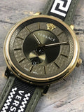 Buy Shop Versace V-Circle Quartz Green Dial Green Leather Strap Watch for Men - VEBQ01519 USA Online