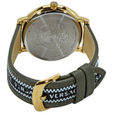 Buy Shop Versace V-Circle Quartz Green Dial Green Leather Strap Watch for Men - VEBQ01519 USA Online