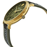 Buy Shop Versace V-Circle Quartz Green Dial Green Leather Strap Watch for Men - VEBQ01519 USA Online