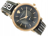 Buy Shop Versace V-Circle Quartz Green Dial Green Leather Strap Watch for Men - VEBQ01519 USA Online