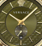 Buy Shop Versace V-Circle Quartz Green Dial Green Leather Strap Watch for Men - VEBQ01519 USA Online
