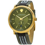 Buy Shop Versace V-Circle Quartz Green Dial Green Leather Strap Watch for Men - VEBQ01519 USA Online