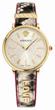 Buy Shop Versace V Circle Quartz White Dial Brown Leather Strap Watch For Women - VBP08017 USA Online