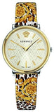 Buy Shop Versace V-Circle Silver Dial Cheetah Print Brown Leather Strap Watch for Women - VBP12017 USA Online