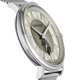 Buy Shop Versace V-Circle Silver Dial Silver Mesh Bracelet Watch for Men - VBQ060017 USA Online