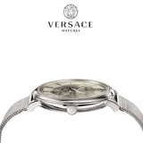 Buy Shop Versace V-Circle Silver Dial Silver Mesh Bracelet Watch for Men - VBQ060017 USA Online