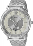 Buy Shop Versace V-Circle Silver Dial Silver Mesh Bracelet Watch for Men - VBQ060017 USA Online