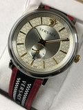 Buy Shop Versace V Circle Silver Dial Two Tone Leather Strap Watch for Men - VEBQ01319 USA Online