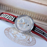 Buy Shop Versace V Circle Silver Dial Two Tone Leather Strap Watch for Men - VEBQ01319 USA Online