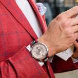 Buy Shop Versace V Circle Silver Dial Two Tone Leather Strap Watch for Men - VEBQ01319 USA Online