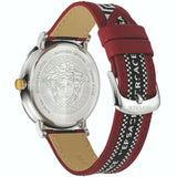 Buy Shop Versace V Circle Silver Dial Two Tone Leather Strap Watch for Men - VEBQ01319 USA Online