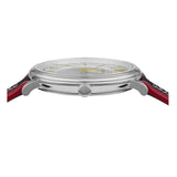 Buy Shop Versace V Circle Silver Dial Two Tone Leather Strap Watch for Men - VEBQ01319 USA Online