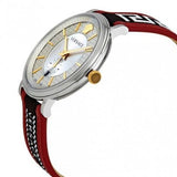 Buy Shop Versace V Circle Silver Dial Two Tone Leather Strap Watch for Men - VEBQ01319 USA Online