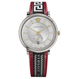 Buy Shop Versace V Circle Silver Dial Two Tone Leather Strap Watch for Men - VEBQ01319 USA Online