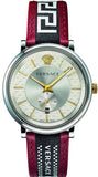Buy Shop Versace V Circle Silver Dial Two Tone Leather Strap Watch for Men - VEBQ01319 USA Online