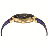 Buy Shop Versace V-Circle The Clans Edition Black Dial Red & Blue Leather Strap Watch for Women - VEBQ00218 USA Online
