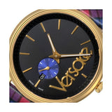 Buy Shop Versace V-Circle The Clans Edition Black Dial Red & Blue Leather Strap Watch for Women - VEBQ00218 USA Online
