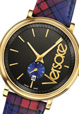 Buy Shop Versace V-Circle The Clans Edition Black Dial Red & Blue Leather Strap Watch for Women - VEBQ00218 USA Online