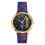 Buy Shop Versace V-Circle The Clans Edition Black Dial Red & Blue Leather Strap Watch for Women - VEBQ00218 USA Online