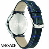 Buy Shop Versace V-Circle The Clans Edition Blue Dial Blue & Green Leather Strap Watch for Women - VEBQ00118 USA Online