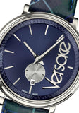 Buy Shop Versace V-Circle The Clans Edition Blue Dial Blue & Green Leather Strap Watch for Women - VEBQ00118 USA Online