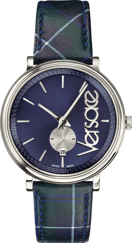Buy Shop Versace V-Circle The Clans Edition Blue Dial Blue & Green Leather Strap Watch for Women - VEBQ00118 USA Online