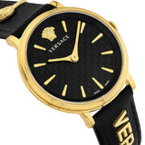 Buy Shop Versace V Circulus Quartz Black Dial Black Leather Strap Watch for Women - VBP12017 USA Online